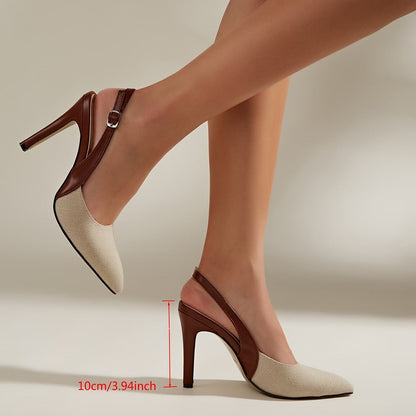 Amaya | Zapatos de tacón con punta abierta y detalles en contraste