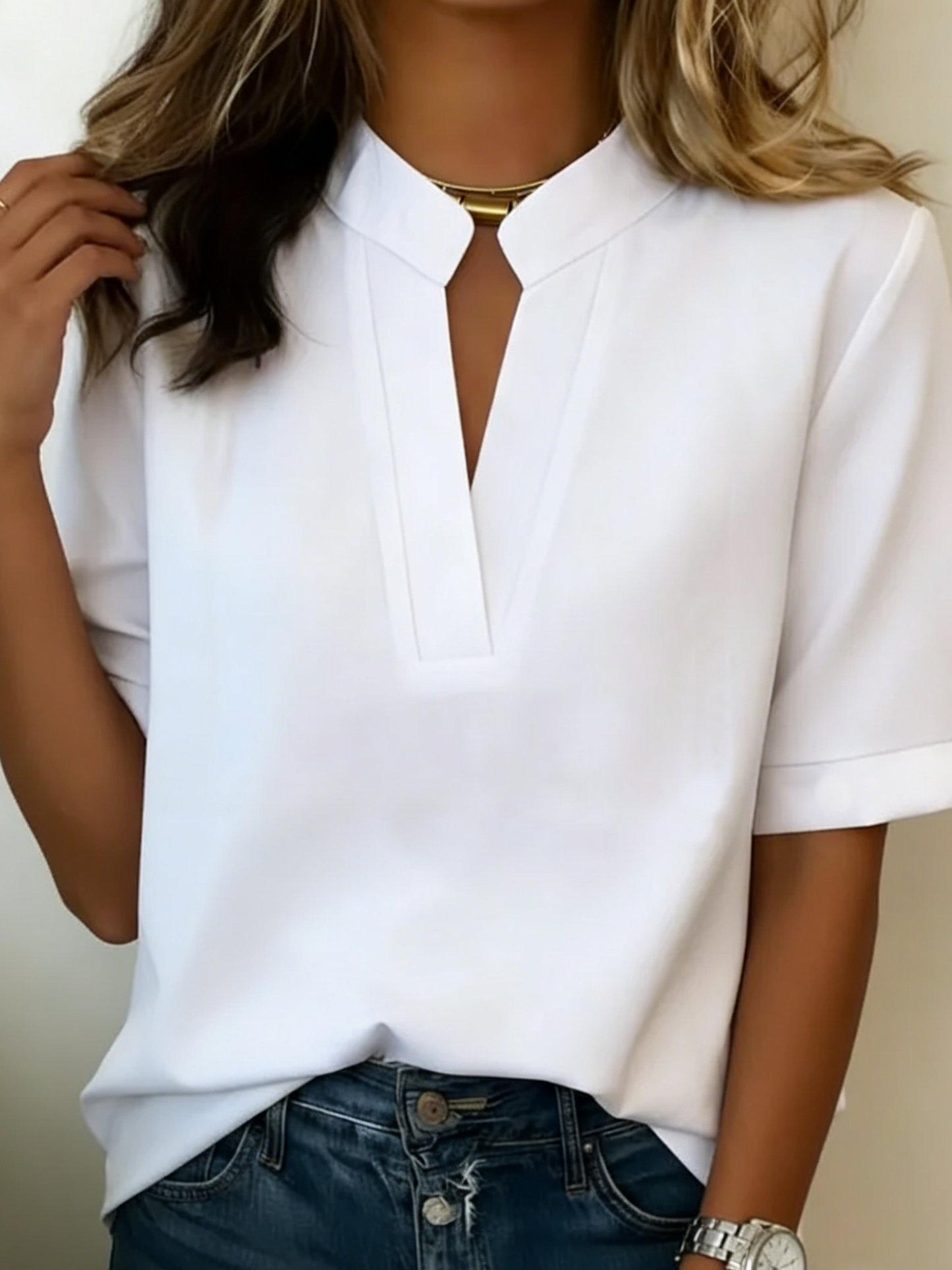 Blusa | Fluida con Cuello Estructurado  Colección Esencial