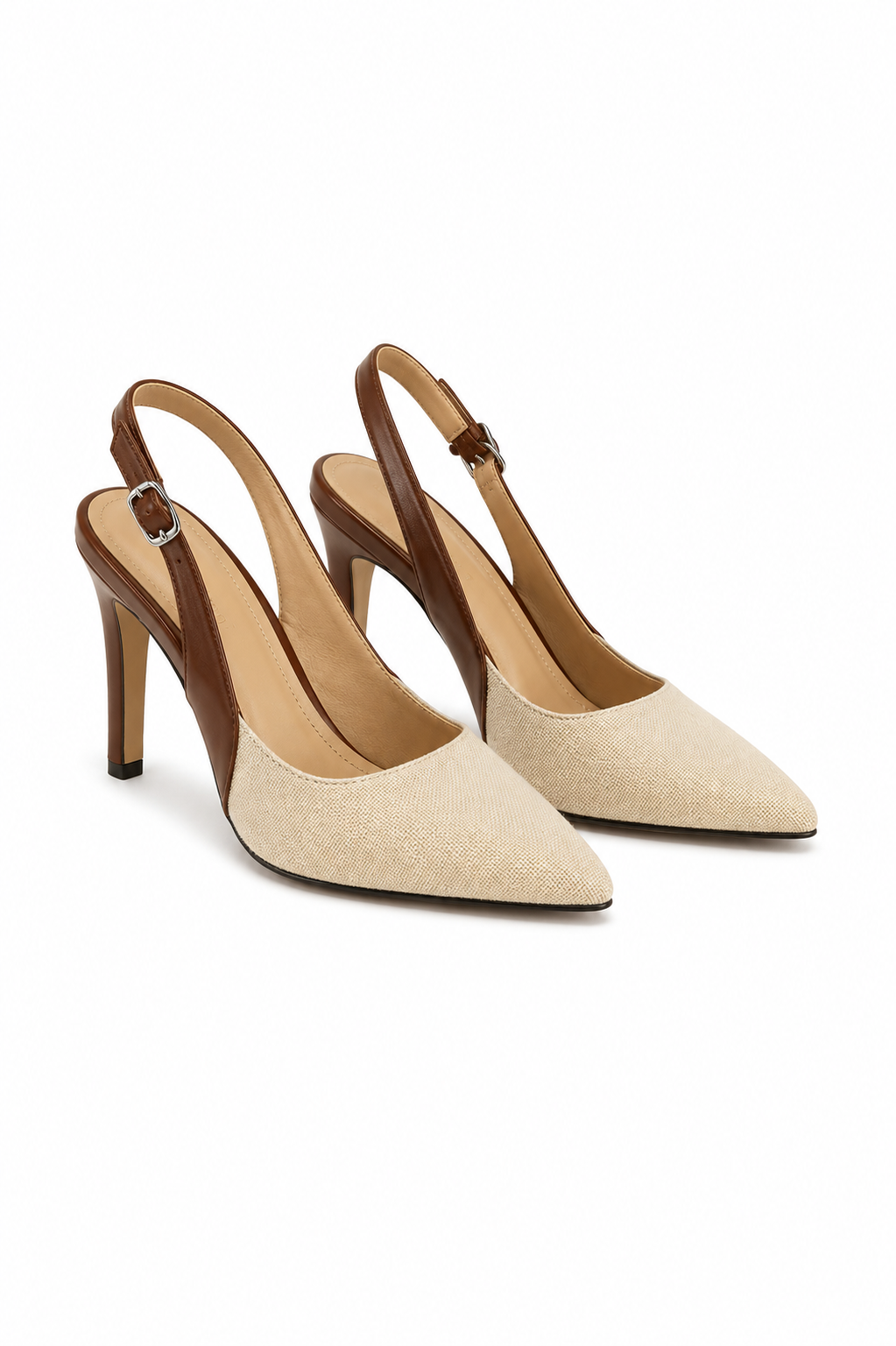 Amaya | Zapatos de tacón con punta abierta y detalles en contraste