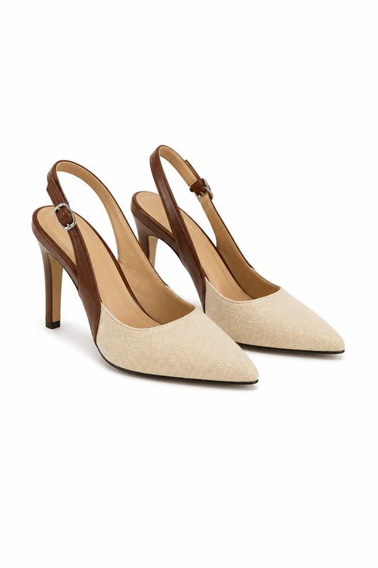 Amaya | Zapatos de tacón con punta abierta y detalles en contraste