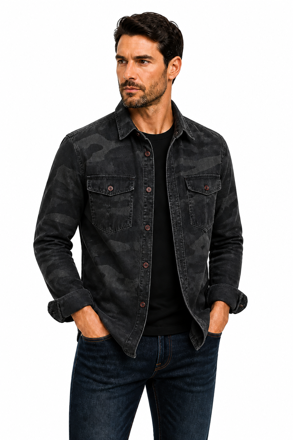 Adrie | Camisa de camuflaje – Estilo informal con botones