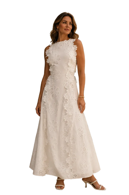 Della | Vestido Largo con Encaje Floral Romántico