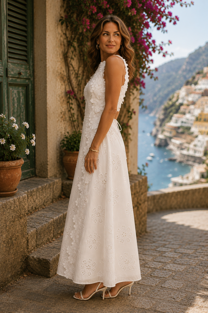 Della | Vestido Largo con Encaje Floral Romántico