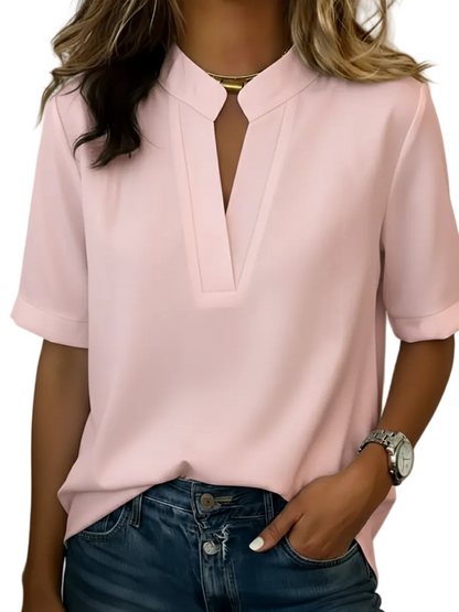 Blusa | Fluida con Cuello Estructurado  Colección Esencial