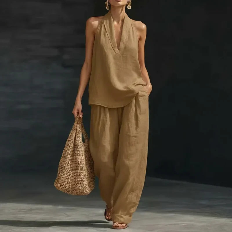 Ainhoa | Conjunto dos piezas con textura de lino